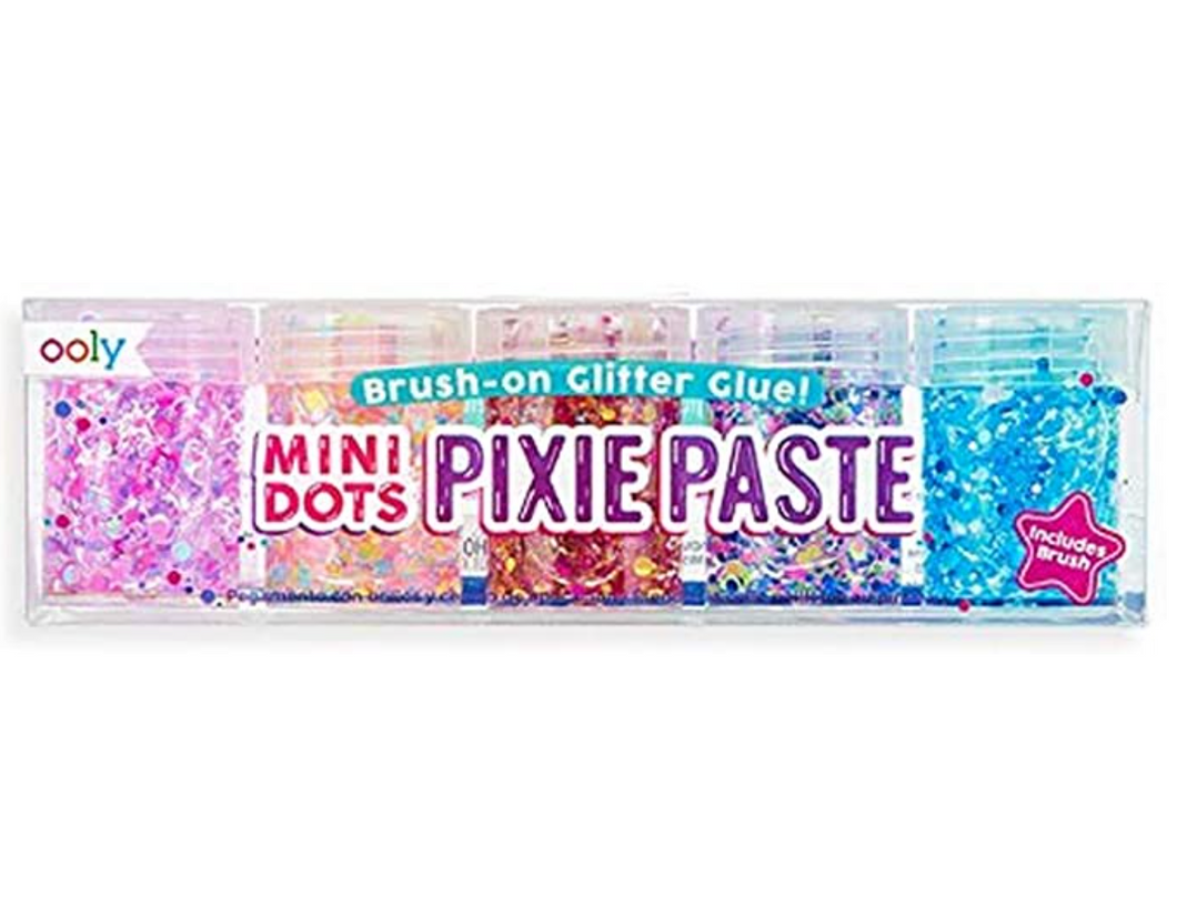 OOLY, Mini Dots, Pixie Paste Glitter Glue with Brush - Set of 5