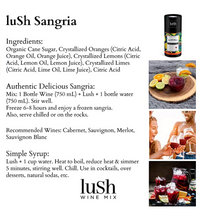 Load image into Gallery viewer, Lush Wine Mix Sangria - Organic Mix for Wine Slushies, Simple Syrup Cocktails &amp; Frozen Drinks (Sangria, 1-Pack)
