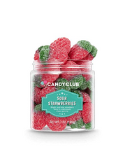 Load image into Gallery viewer, Candy Club Gourmet Gummy Sour Strawberries, 7oz Jar
